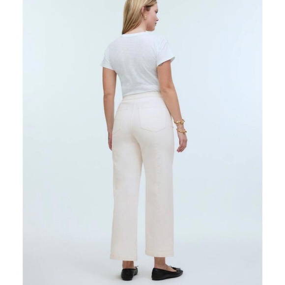 Madewell Emmett Wide Leg Barrel Jeans Size 27P Cream White Cotton Blend EUC - Picture 4 of 13